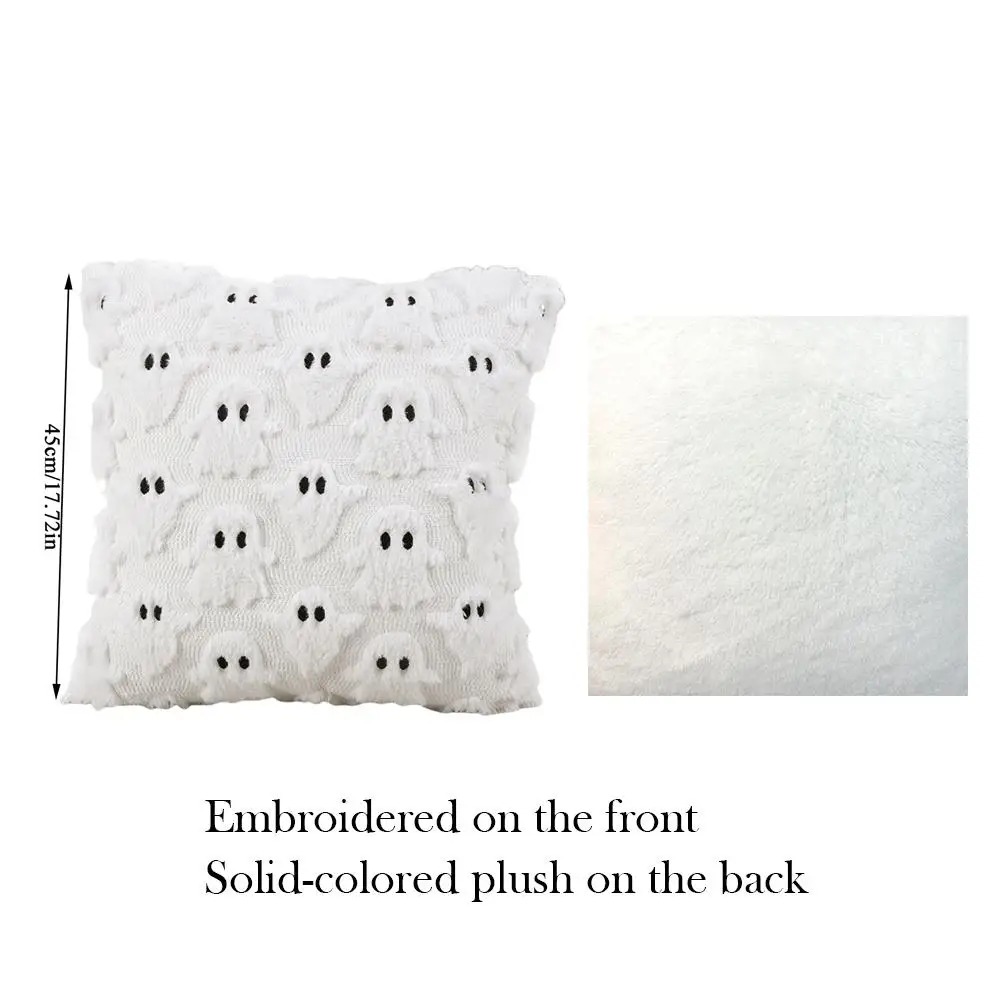 Autunno Halloween Fodera per cuscino 45x45 cm Autunno Zucca Fantasma Peluche Federa Copertura Decorazione natalizia Cuscino per soggiorno