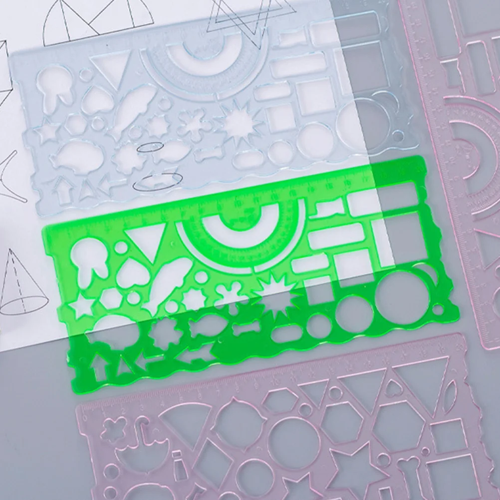 

12pcs Transparent Drawing Ruler Template Circle Stencil Geometric Drafting Tools Plastic Students Ruler Gift For Architecture