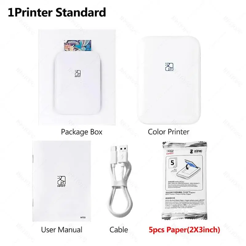 To MT53 Color Photo Wifi Printer Portable Mobile Phone Mini Bluetooth Handheld Pocket Printing Machine 2x3 inch Sticky-Backed