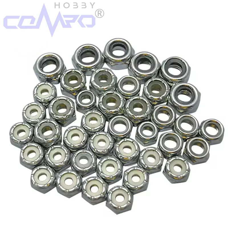 25 Pcs Metal M2.5 M3 M3.5 M4 M5 M6 Hex Nylock Nuts Set Nylon Insert Self-Lock for RC Model Replacement Parts