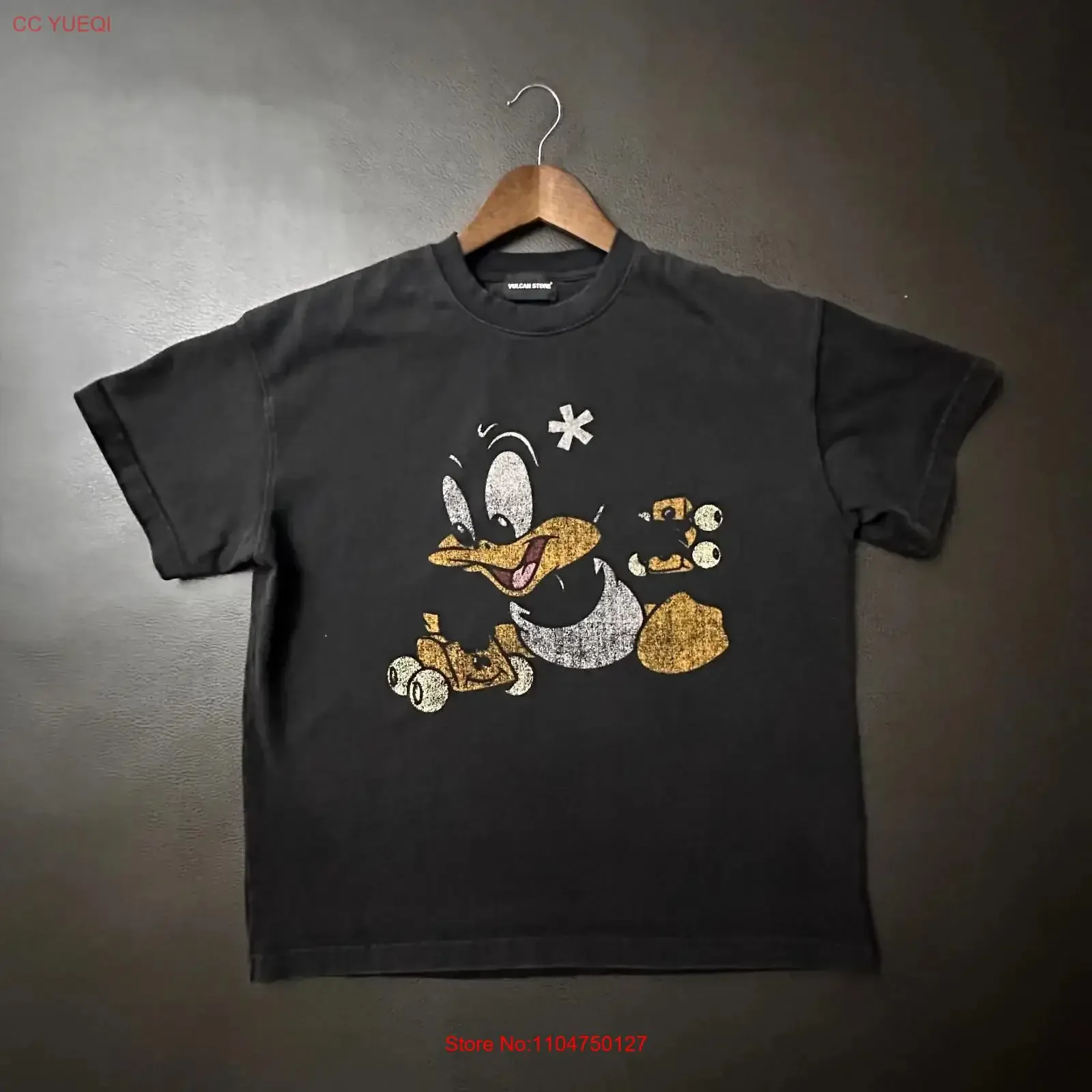 Vulcan Store T Shirt Mens Medium Black Heavyweight Boxy Double Sided Faded Skate vintage Washed streetwear homme Casual