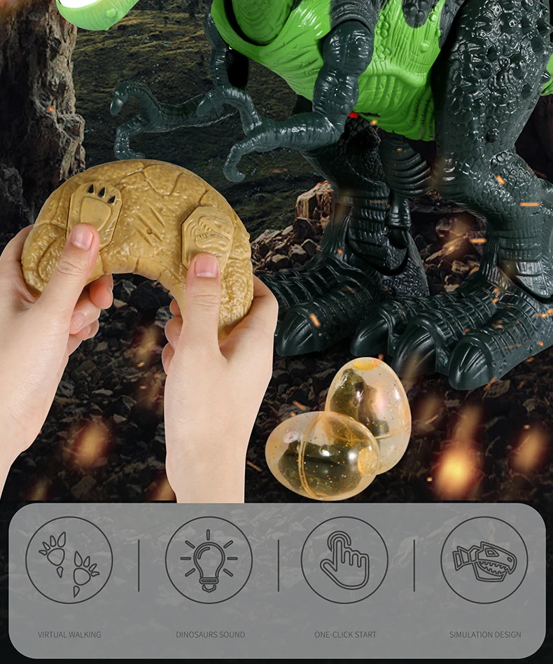 Intelligent Remote Control Robot 2.4G RC Spray Dinosaur 46CM Large Size Can Lay EggsWalking Speaking High Simulation Dinosaur To
