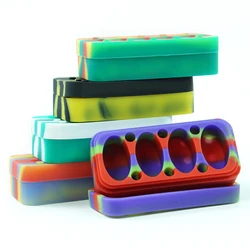 10 PCS 75ML Silicone Non-stick Oil Wax Jar  Makeup Case Cream Pot 75ml Rectangle Oil Storage Box Easy To Hold and Carry