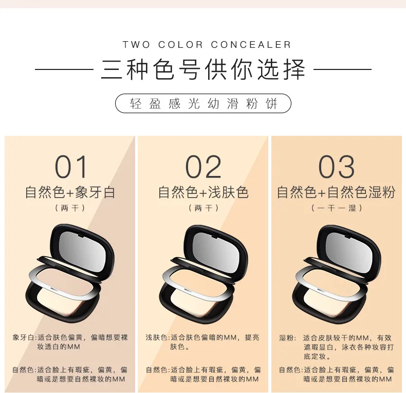 2 in 1 Double Layer Face Powder Makeup Long Lasting Pressed Powder Oil Control Full Coverage Concealer Palette