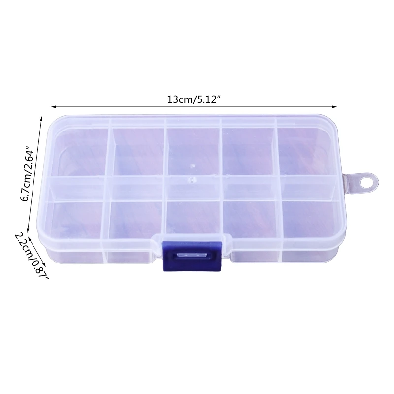 10 Grids Adjustable Transparent Plastic Storage Box for Small Component Jewelry Tool Box Bead Pills Organizer for CASE