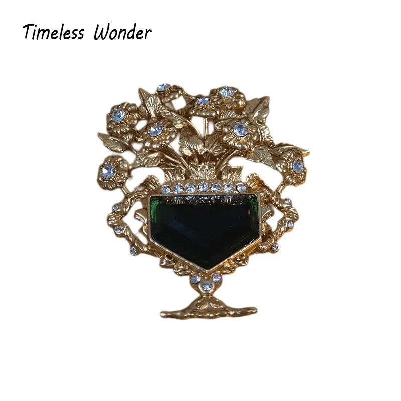 Timeless Wonder Fancy Zircon Geo Vase Brooch Pins Women Designer Jewelry Runway Rare Gift Vintage Art Deco Trendy Classy 5384