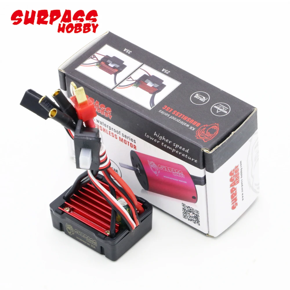 Surpass Hobby Waterproof 2435 4500KV/4800KV/3300KV/6100KV Brushless Motor 25A 2S ESC S0017M 17g Servo For 1:16 1:18 2S RC Car