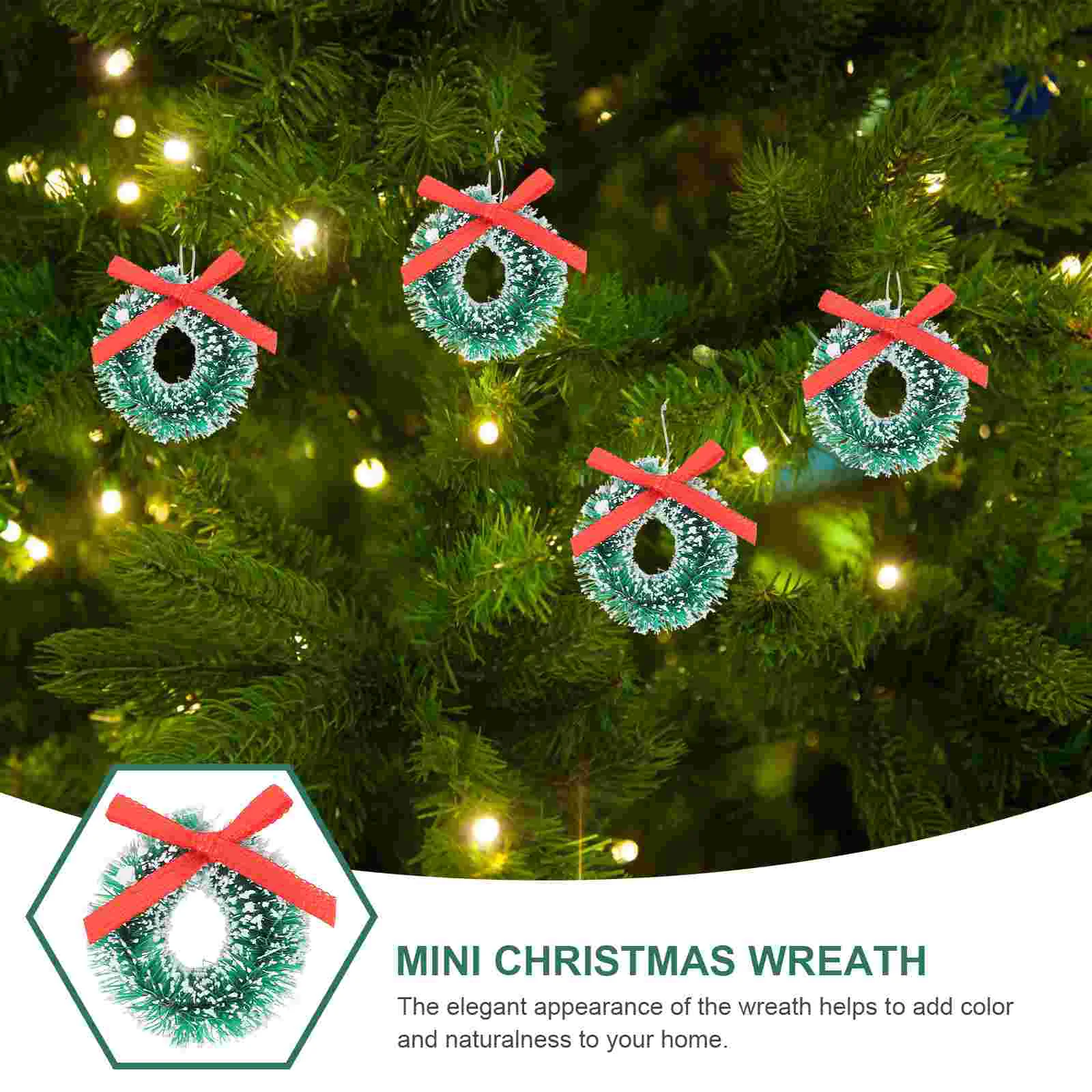 24 Pcs Wreaths Outdoor Christmas Decorations Mini Toys Green Garland Berry Sisal Silk