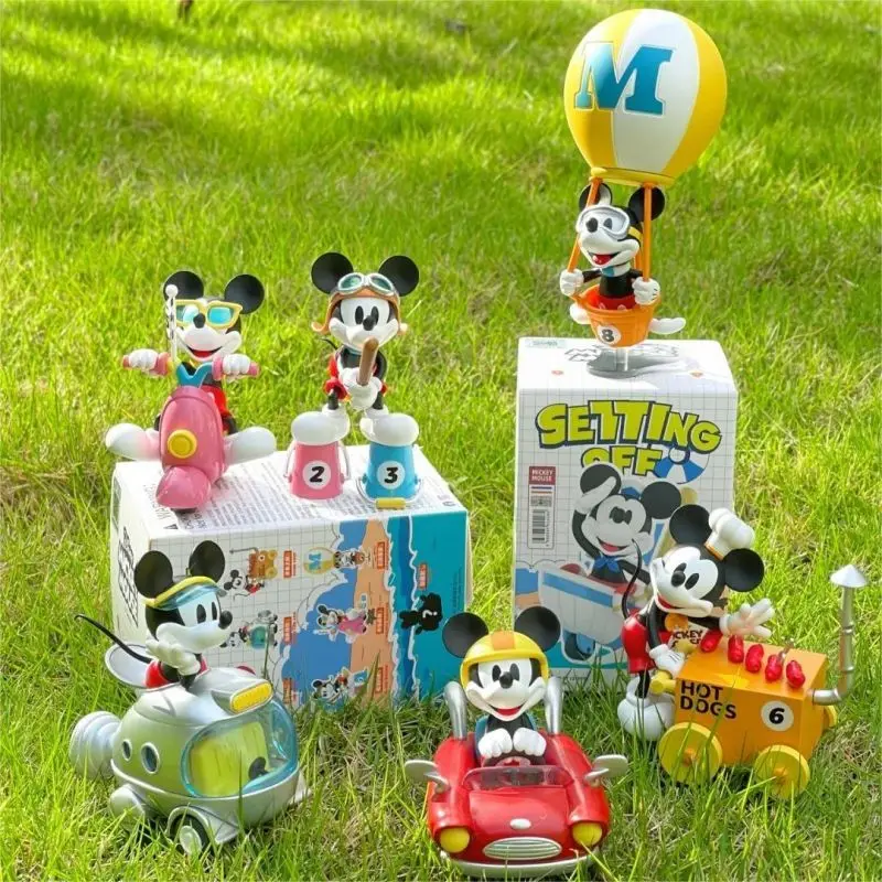 Disney Mickey Mouse Setting Off Series Blind Box Cute Action Figure Surprise Toy Anime Doll Statue Model Collection Toys Gifts