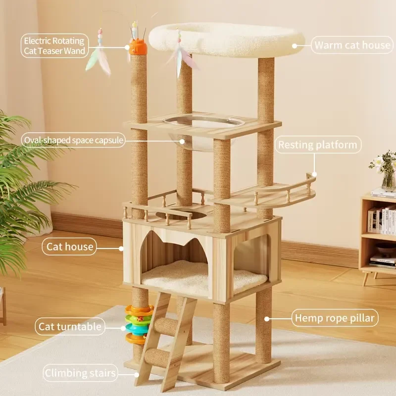 for Pet Big Cat Apartment Tree Toy Modern Tree Tower Multi Layer Cat Climbing Frame