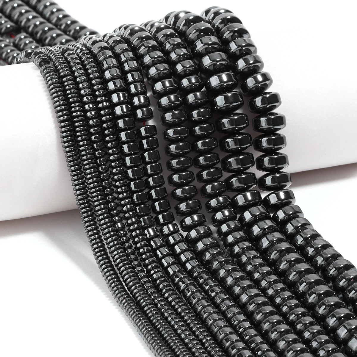 Natürliche schwarze Hämatit-Steinperlen, dicke, flache Perlen, lose Abstandshalterperlen für die Schmuckherstellung, DIY-Armbänder, Halsketten, Zubehör