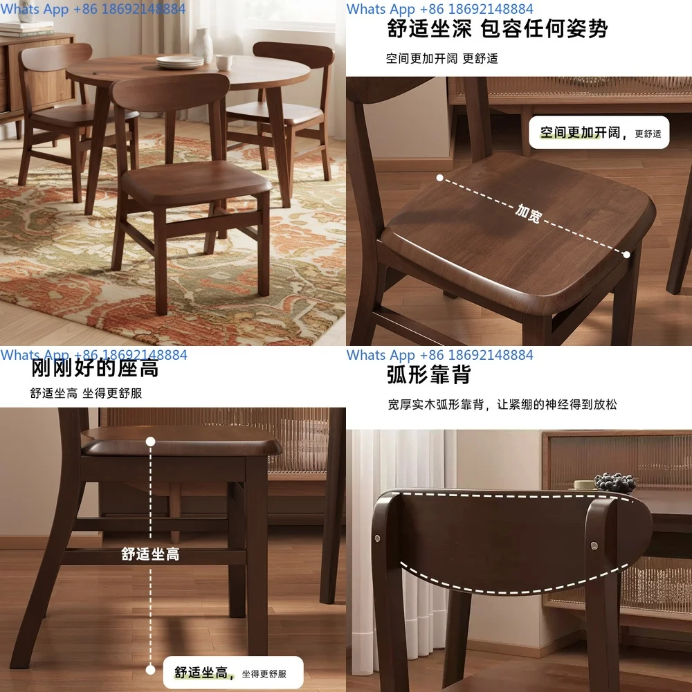 

Solid Wood Dining Chair with Backrest Comfortable Seat for Living Room Bedroom Desk Use Home Furniture
