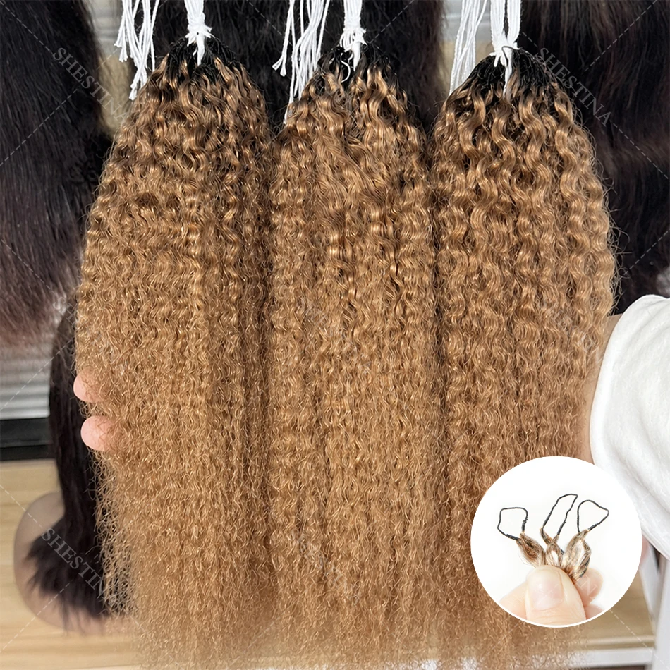 

#27 Honey Blonde Kinky Straight Crochet Human Hair Extensions Pre Separated Invisible Knotless Kinky Straight Feather Crochet Braiding Hair For Women