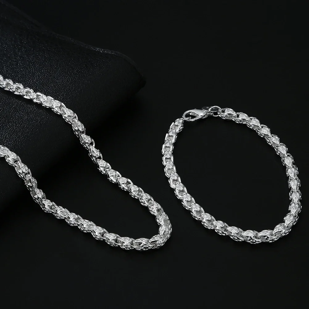 925 Sterling silver geometry Bracelets necklaces for women fashion designer party wedding accessories jewelry sets Holiday gifts