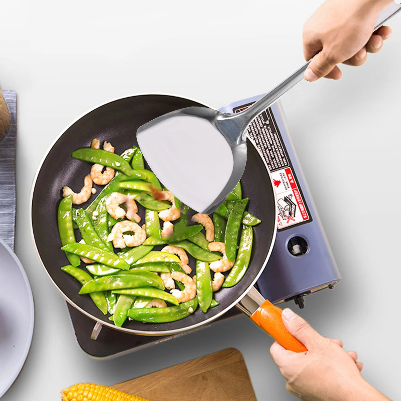 

7pcs Stainless Steel Kitchenware Set Cooking Utensils Space Saving Hanging Design Colander Meat Fork Soup Ladle