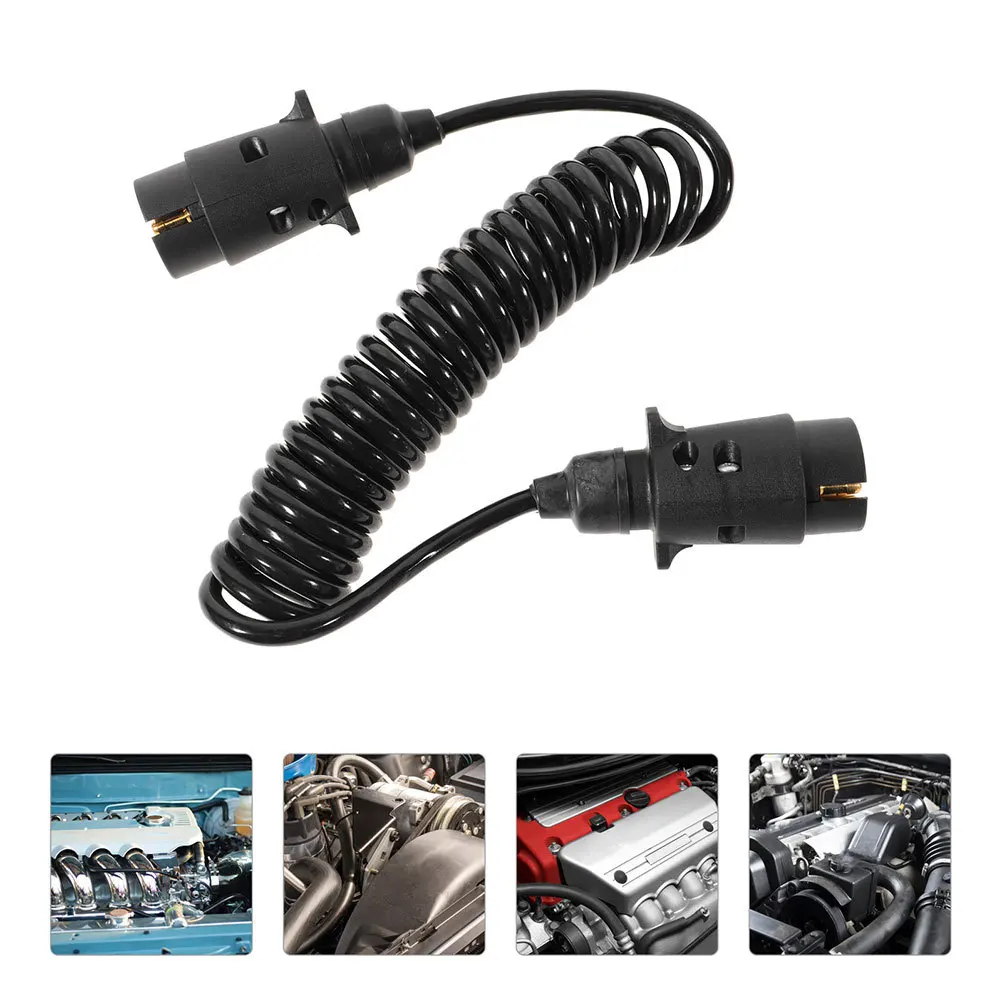 

Tpu Coiled Trailer Extension Cable Black Spiral Design Durable Connector Kit for Flatbed Trailer Tail Lights Power Signal
