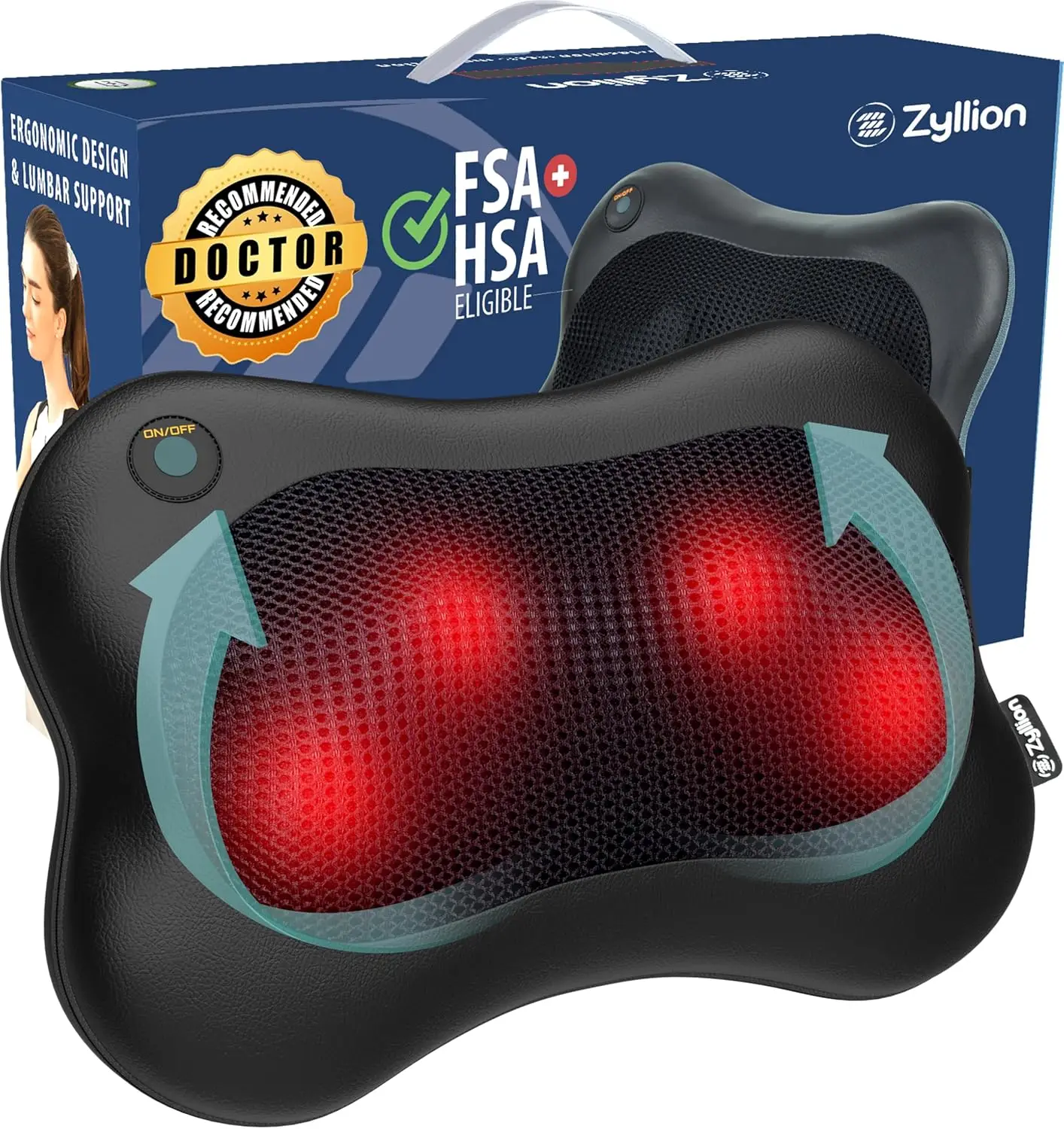 

Cordless Rechargeable 3D Electric Kneading Massage Pillow with Heat for Back Neck Muscle Pain Relief