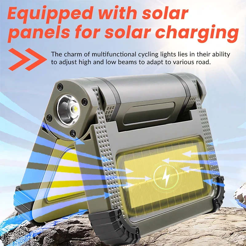 

Camping Foldable Multi-functional USB Solar Charged Adjustable Brightness Magnetic Strong Light Camping Work Lamp
