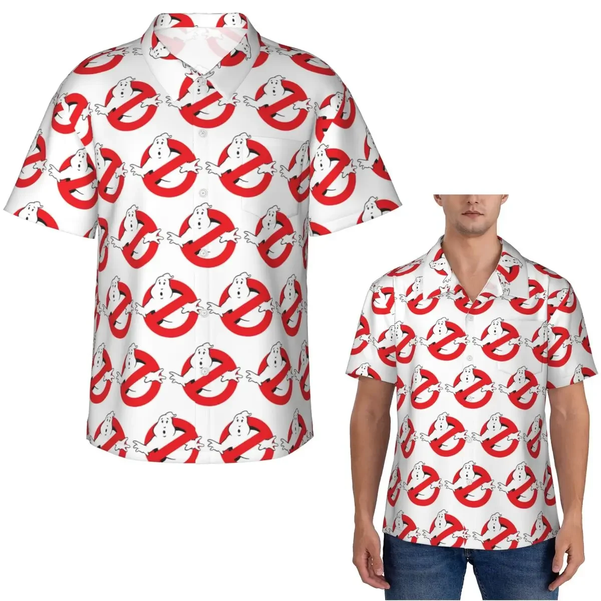 Ghostbusters Monster Movie Ghost Busters Hawaiian Shirts Fashion Men Short Sleeve Shirt for Summer Beach Men's Button Tops