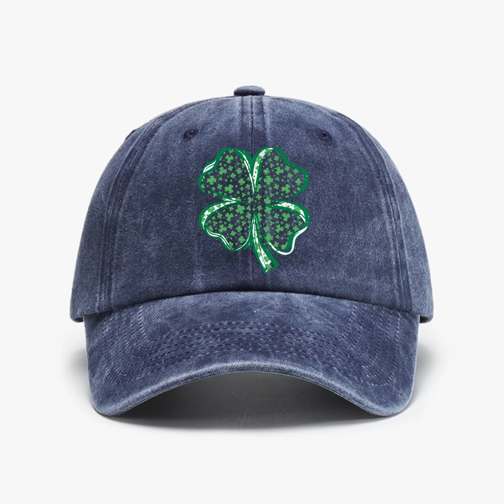 Four-leaf Clover Washed Cotton Baseball Cap Vintage Adjustable Distressed Unisex Trucker Hat Fashion Streetwear Sunhats