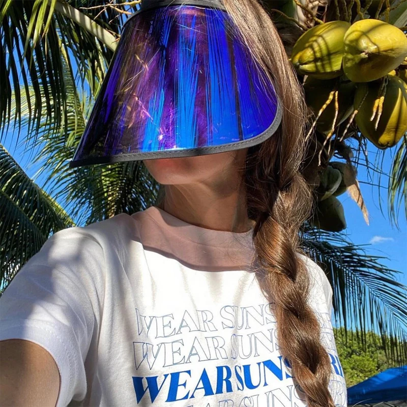 

Sun Protection Sun Hat with Open Top, Breathable Windshield and Purple Lens and Wide Brim, Suitable for Beach Fishing and Unisex