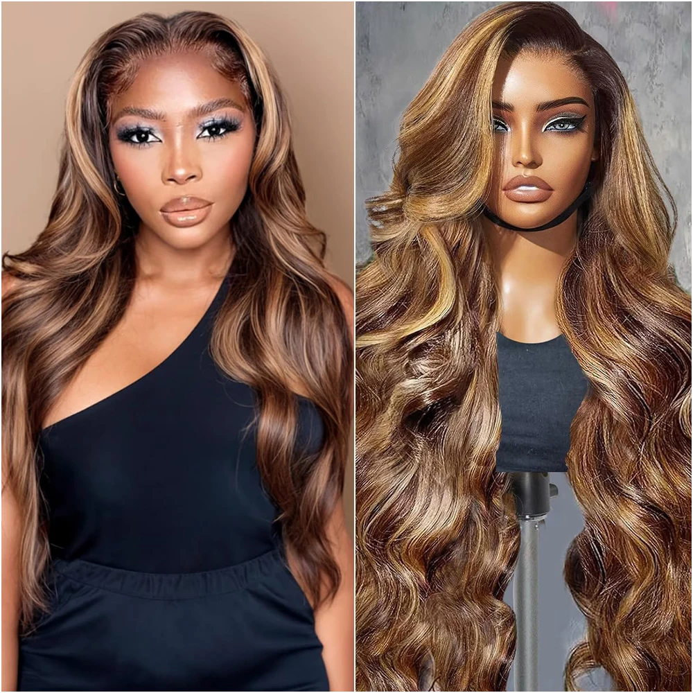

Colored Highlight Wig Body Wave 13X4 HD Lace Frontal Wig 13X6 Hd Lace Frontal Wig 30 40 Inch Ombre Brazilian Wigs For Women