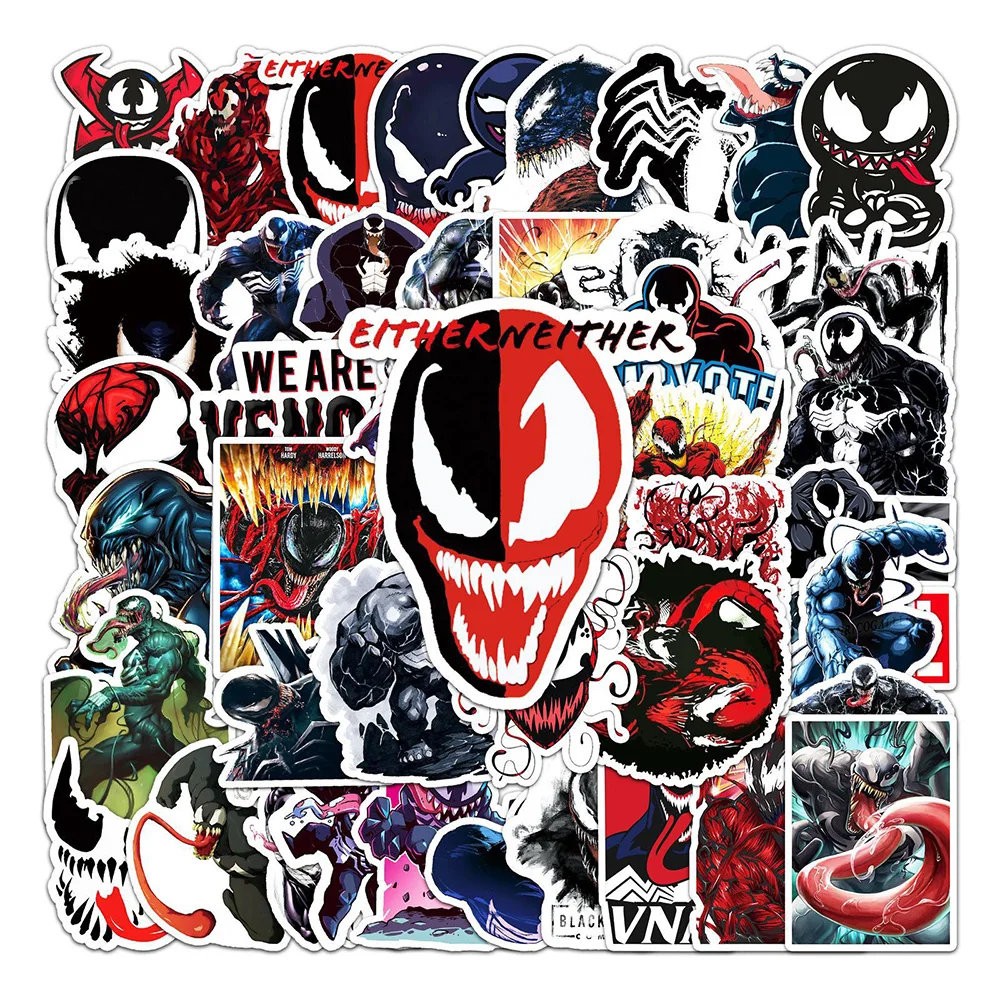 10/30/50 Buah Anime Disney Marvel Venom Kartun Stiker DIY Gitar Laptop Bagasi Skateboard Graffiti Decals Menyenangkan untuk Mainan Anak-anak