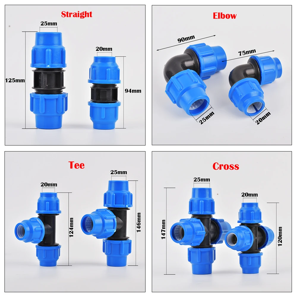 20/25mm PVC PE Tube Tap Water Splitter Plastic Quick Valve Connector Garden Agriculture Irrigation Water Pipe Fittings