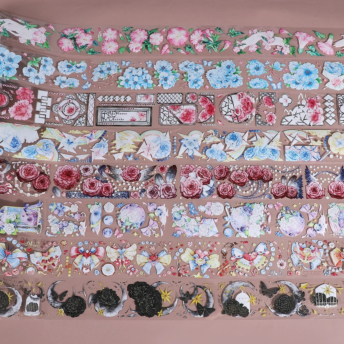 

200cm/500cm Vintage Flower Landscaping PET Washi Tape Creative DIY Journal Material Collage Stationery