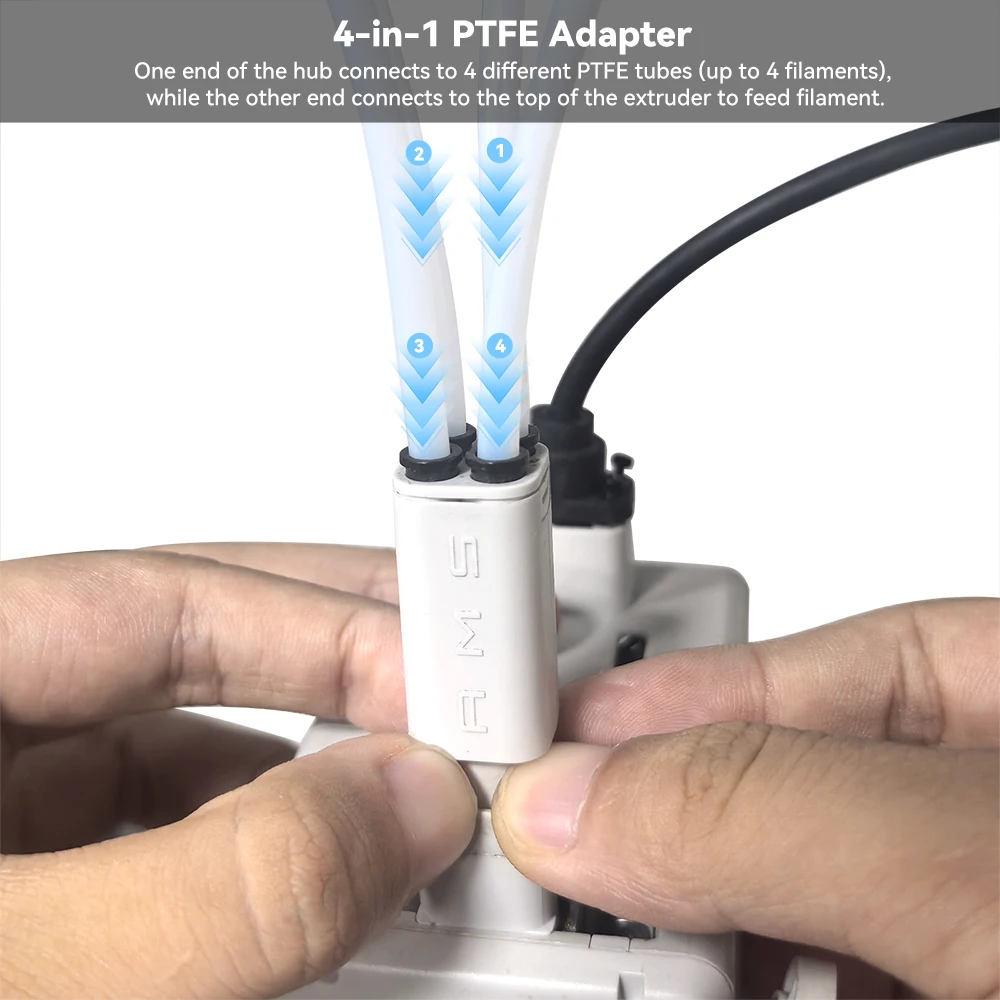 Upgraded 4-in-1 PTFE Adapter for Bambu Lab A1/A1 Mini AMS Lite Hub Filament Multi-color Printing for A1/A1 Mini 3D Printer Parts