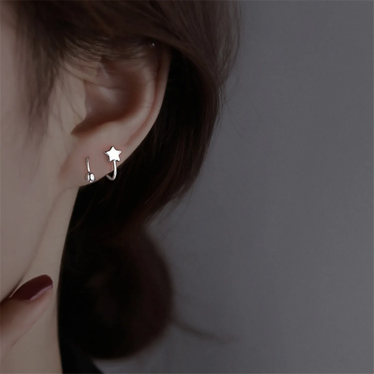 2pcs Stainless Steel Spiral Twisted Stud Earrings Small Delicate Piercing Heart Star Cartilage Tragus Helix Ear Piercing Jewelry image 3