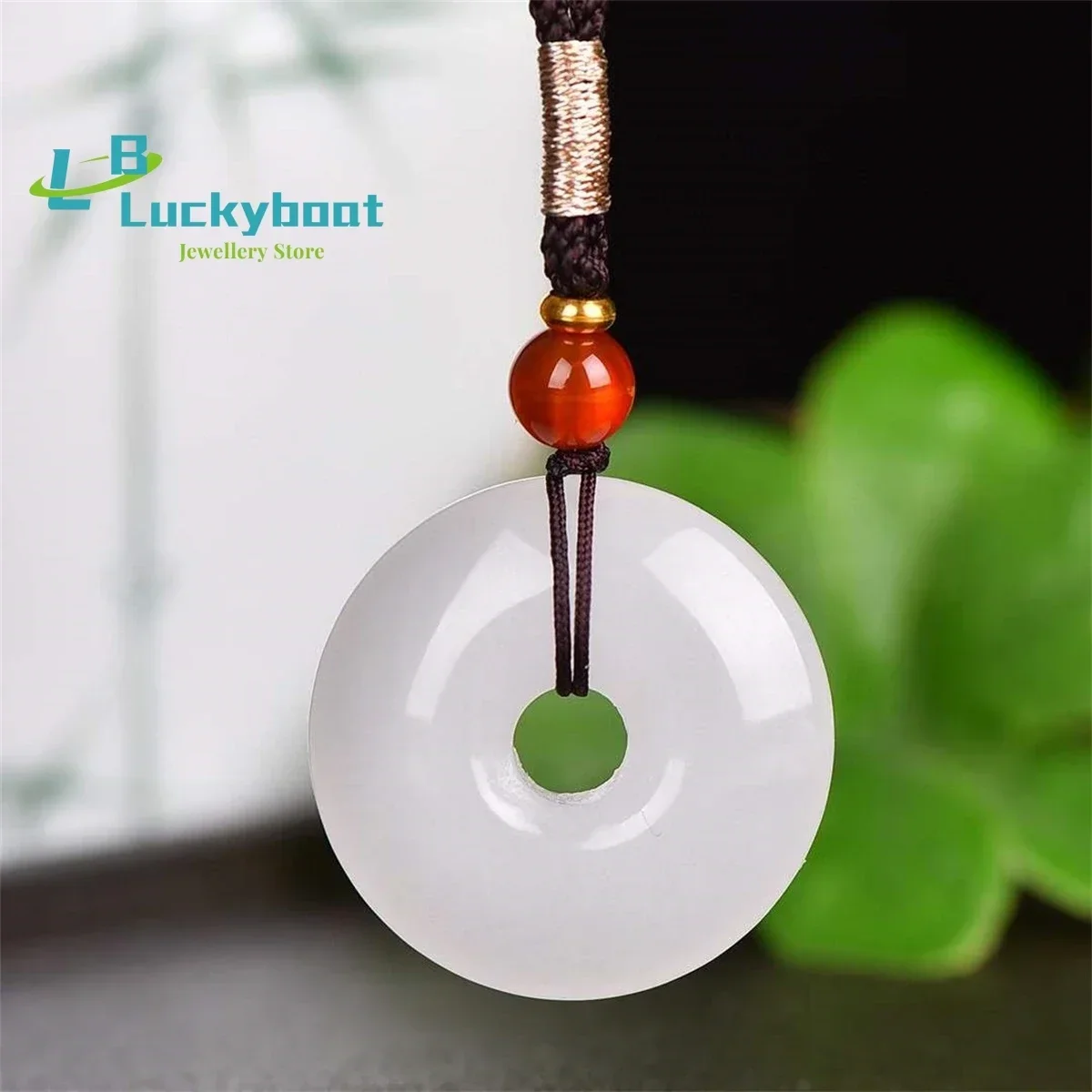 Natural Gold Silk Sheep Fat White Jade Safety Buckle Pendant Simple and Personalized Fashion Versatile for Men and Women