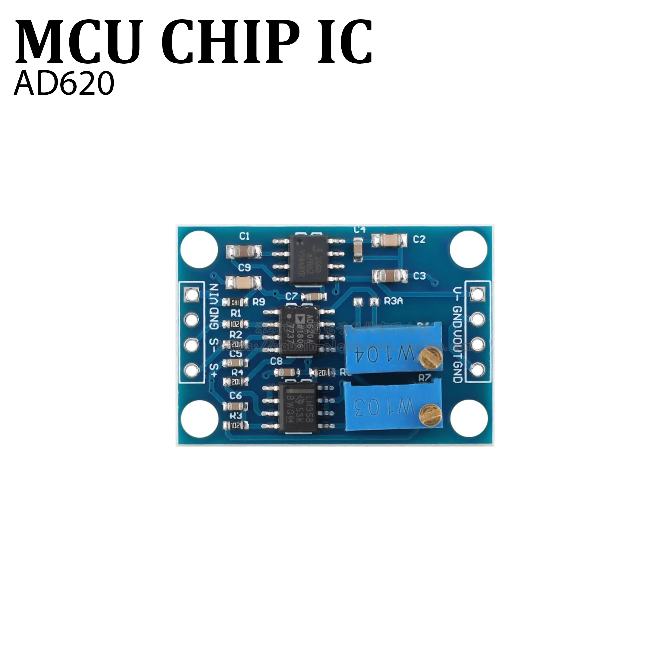 2pcs AD620 AC DC Microvolt MV Voltage Amplifier Signal Instrumentation Board Module 7660A 3-12VDC