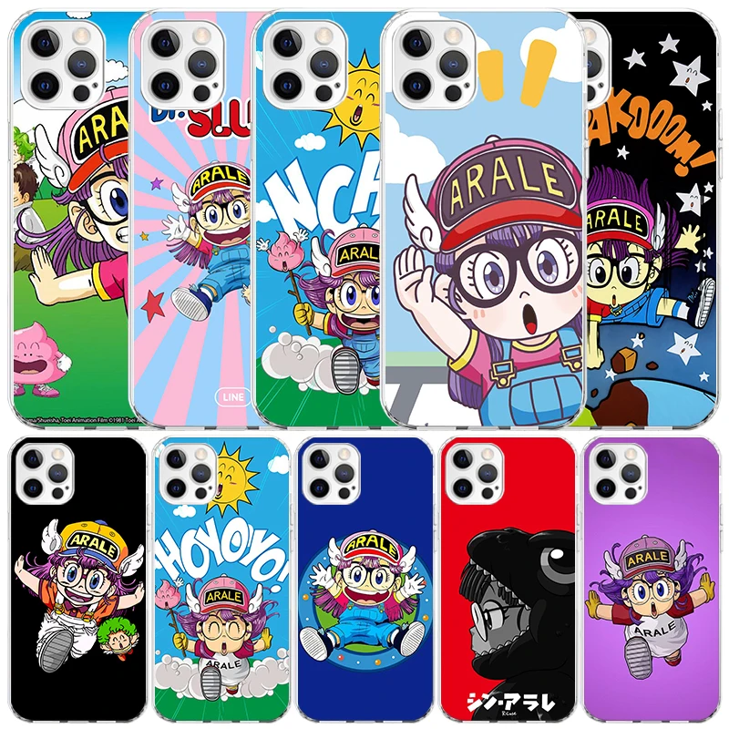 Funda de Teléfono con Diseño de Anime Dr. Slump Arale para iPhone 16, 17, 17E, 16E, 15, 14 Plus, 13 Mini, 12, 11 Pro Max, 7, 8 + SE 2020, Cubierta de TPU Suave