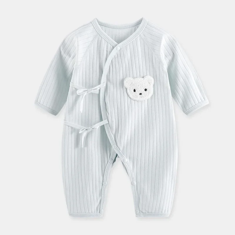 Newborn Clothes Boneless Clothes Spring Autumn Romper 100 Cotton Long Sleeve Baby Bear Bottom Thin Jumpsuit Loungewear Outfit