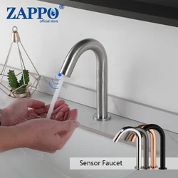 ZAPPO Nickel Brush Electronic Automatic Sensor Faucet Touchless Faucets Hands Free Bathroom Vessel Sink Faucets Mixer Taps 33cm