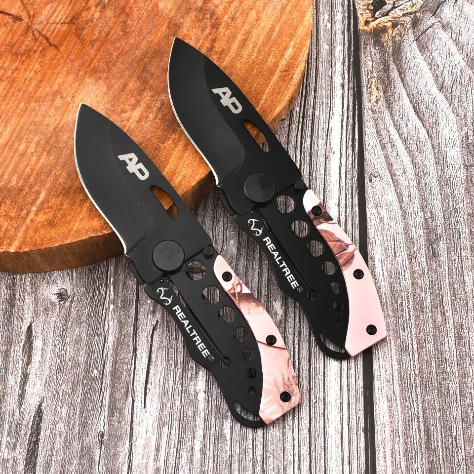 

Camo Folding Pocket Knife Plain Edge Blk Stainless Blade Folding Knife Small Pocket Knife for EDC Camping Utility Hand Tool Gear