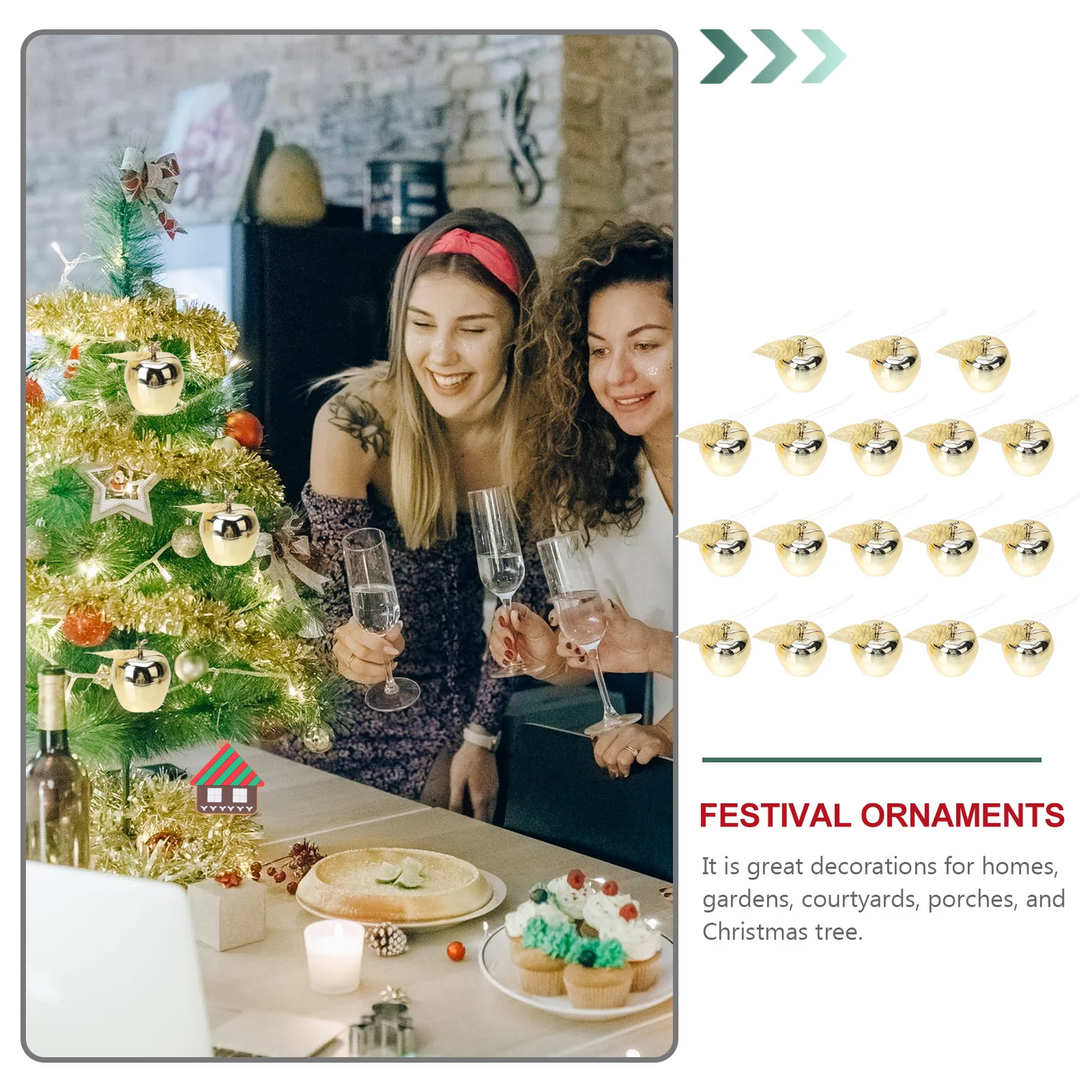 

24pcs Apple Decorations Simulation Hanging Ornaments For Christmas Tree Xmas Pendant Christmas Home Decor Tree Hanging Decor