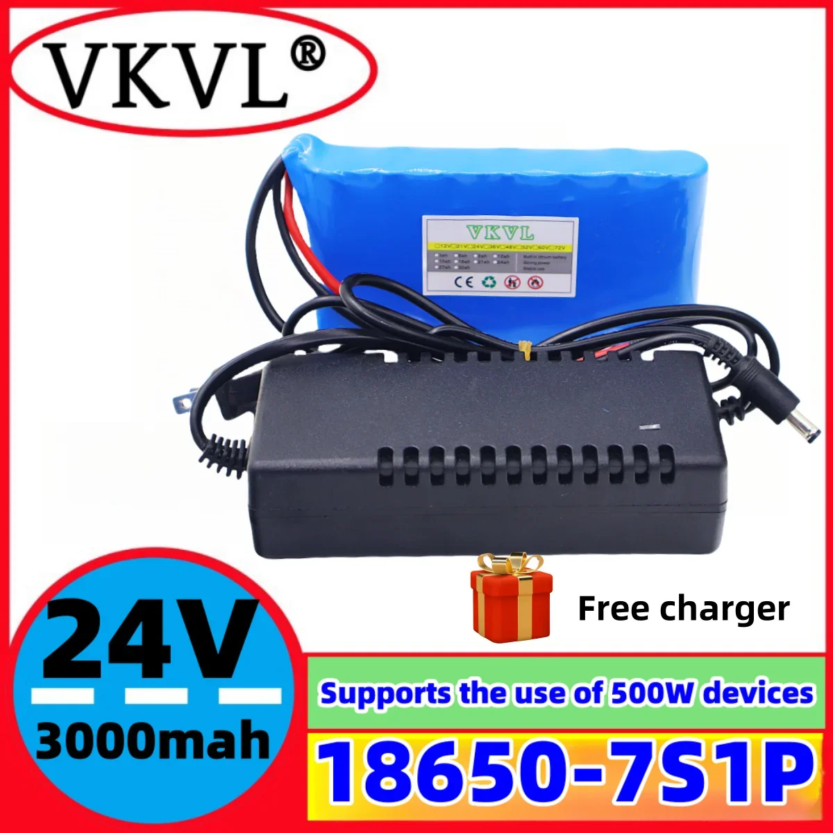 

24V3000mah18650 lithium-ion battery pack suitable for electric tool monitoring equipment with built-in BMS+29.4v+charger