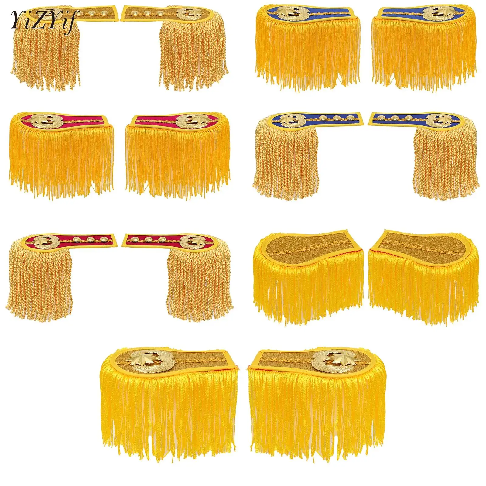 

Shoulder Pad Epaulettes With Circus Ringmaster Small Hair Hoop Tassel Fringe Epaulets Brooch Board for Jackets Overcoat Epaulett
