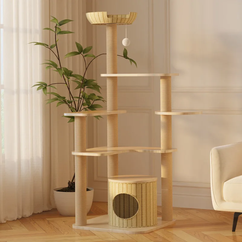 Árbol para gatos de ratán: torre de escalada con cama y plataforma - imagen 4