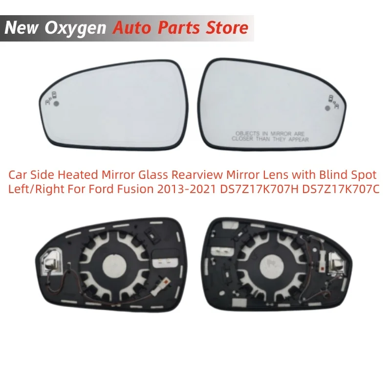 For Ford Fusion 2013-2021 DS7Z17K707H DS7Z17K707C Car Side Heated Mirror Glass Rearview Mirror Lens with Blind Spot Left/Right
