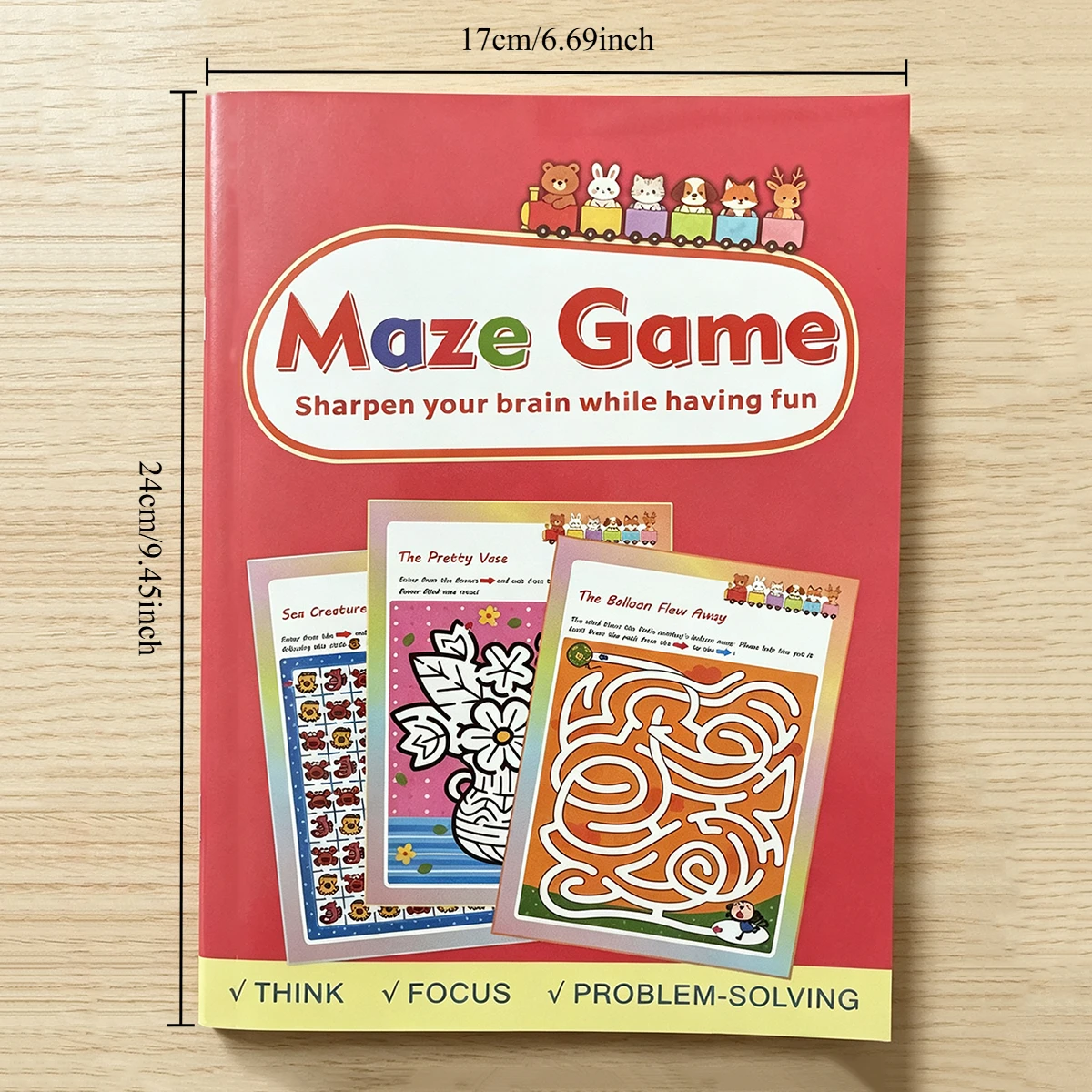 Kids Maze Puzzle Activity Book 32 Pages, Brain Development Workbook, Concentration & Logical Thinking Training Book