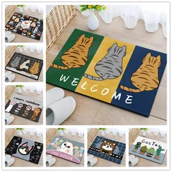 Lovely Cats Pattern Home Decor Entrance Doormats Cartoon Super Absorbent Bath Mats Non Slip Kitchen Toilet Rug Diatom Mud Carpet