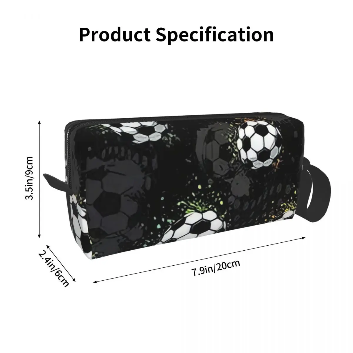 Football Graffiti Pattern Pencil Case for Students School Pen Box Pencil Bag Stationery Supplies Travel Women Organizer Pouch
