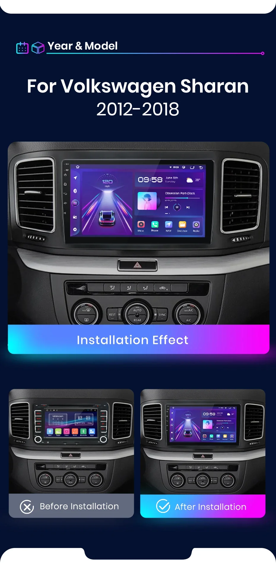 Junsun AI 4G LTE Drahtlose CarPlay Android Auto Auto Radio Für Volkswagen Sharan 2012 2013 2014 2015-2018 GPS Navi BT DSP RDS FM – Detail 4