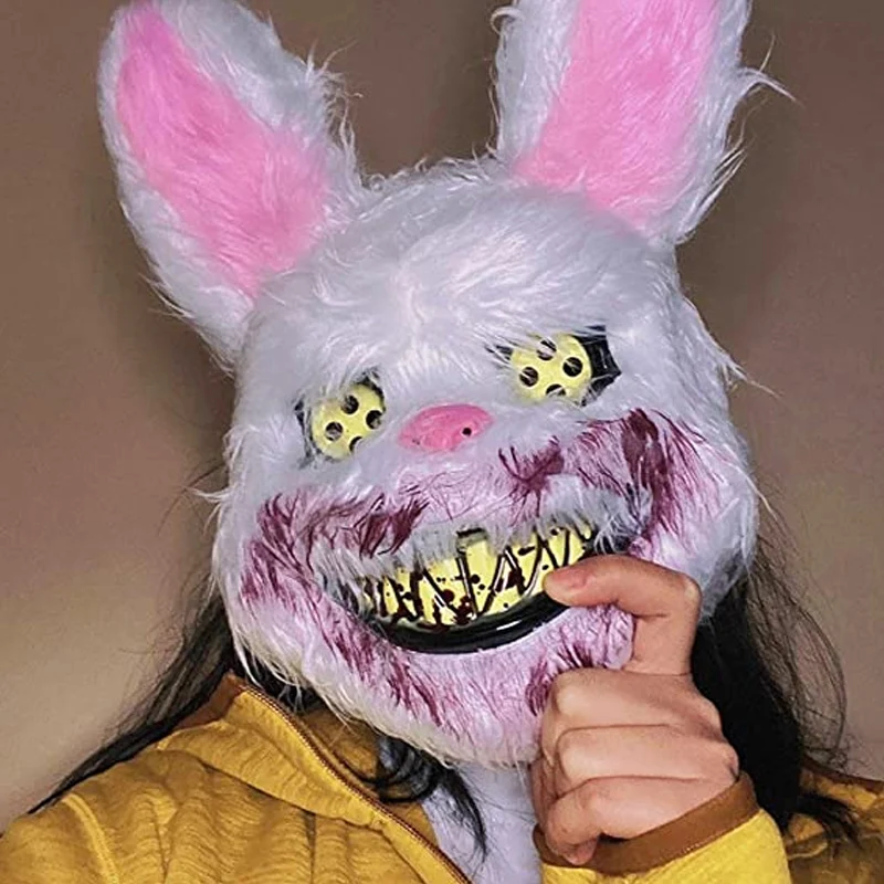 

Rabbit Bear Cosplay Mask Holiday Party Bloody Head Cover Carnival Costume Headgear Props Handmade Dance Halloween Horror Masks