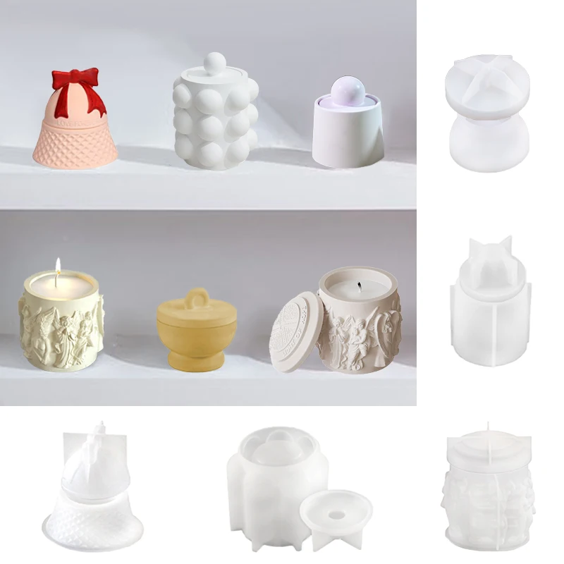 Круглая форма для свечей, форма для бетона, форма для хранения в виде ангела и Купидона, силиконовая форма для хранения