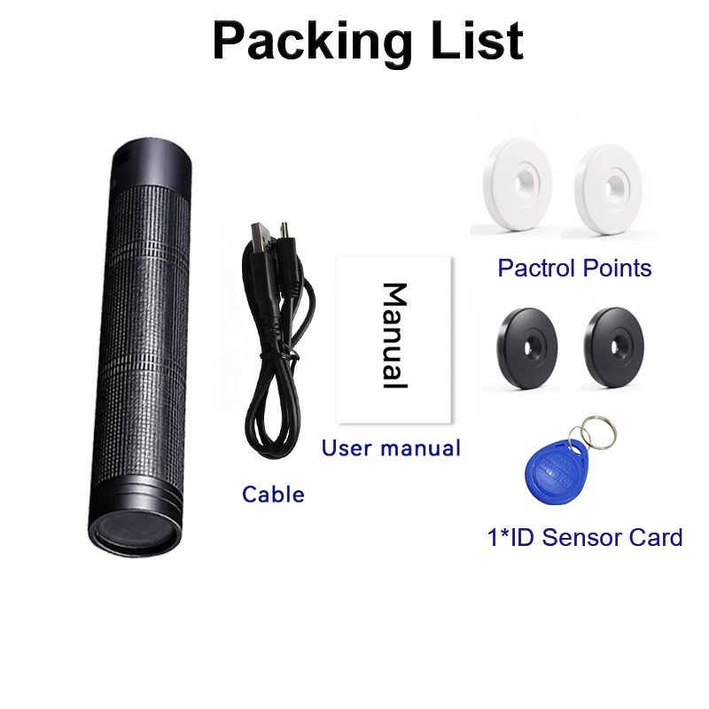 نظام جولة الحراسة مسجل دورية IP65 برنامج مجاني نظام مراقبة الحضور الاحترافي مع 4 علامات نقاط تفتيش RFID