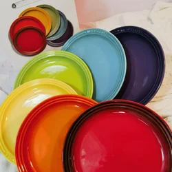 French Rainbow Underglaze Color Plate Vegetable 9-inch Ceramic 7-inch Vegetable PlateRainbow Color Western Food Trays